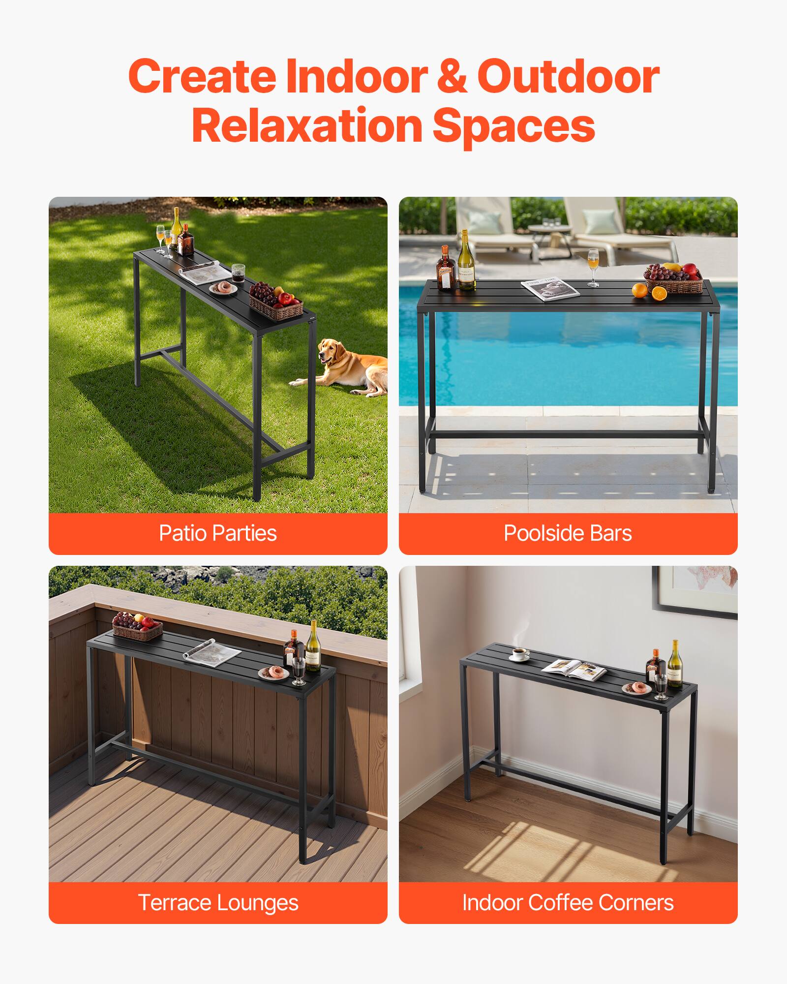 Create Indoor & Outdoor Relaxation Spaces

- Patio Parties
- Poolsides Bars
- Terrace Lounges
- Indoor Coffee Corners