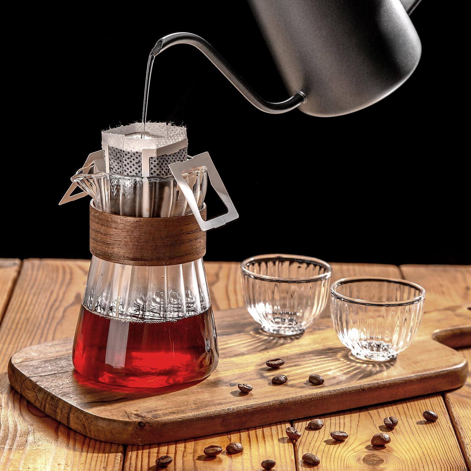 Dapper Styles Glass Coffee Server Carafe With Heat resistant Wood Loop ...