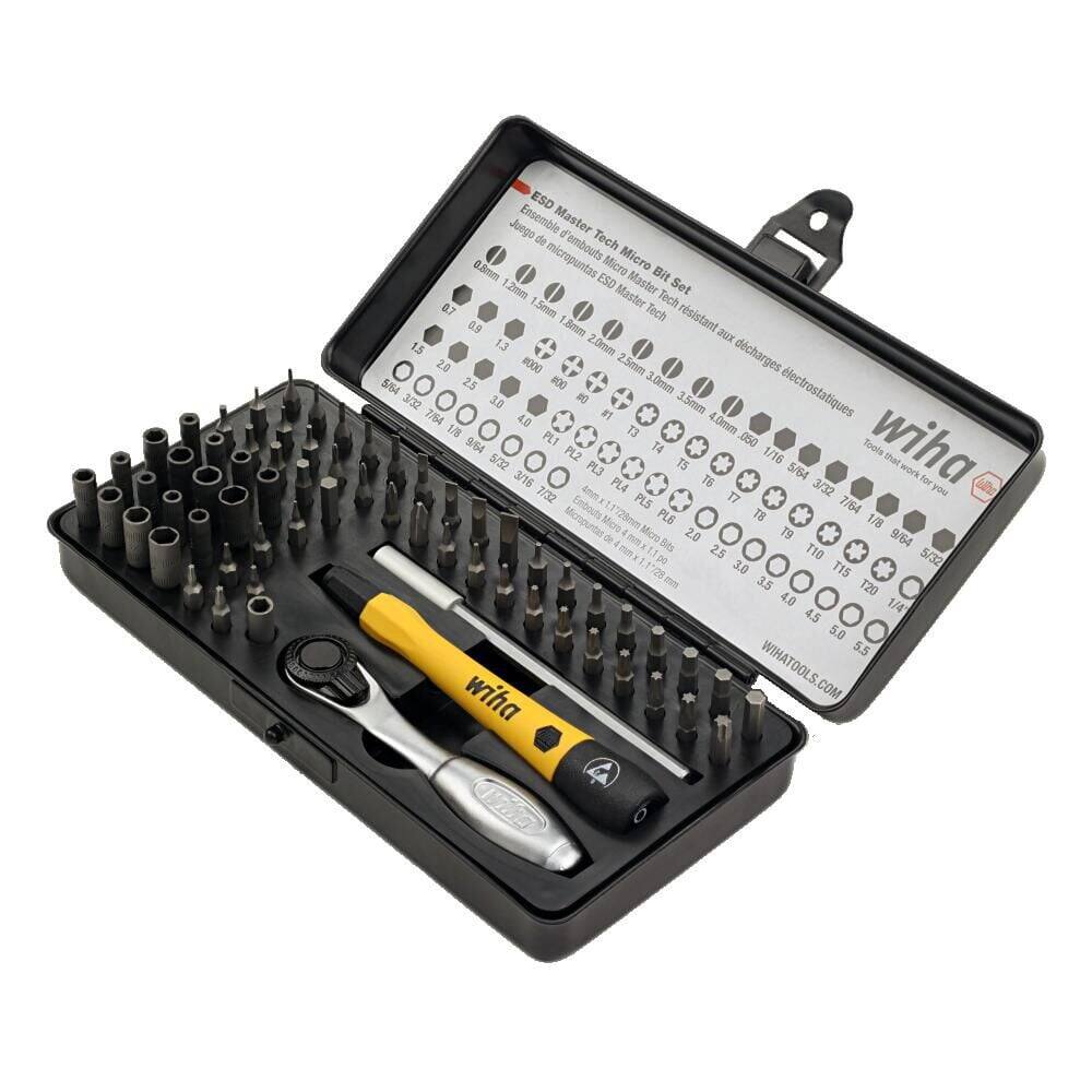 ESD Juego Ensemble Master f de d'embouts Tech 0.5mm micropuntas Micro Micro ESO Master Bit 1.2mm Master Set 0.7 1.5mm Tech Tech resistant 0.9 1.0mm Dux 1.5 1.3 2.0mm dcharges 2.0 1000 2.5mm dchargeslectrostatiques 564 2.5 800 3.0mm 3/32 80 3.5mm 7/64 4.0 #1 18 T3 4.0mm 9/64 PLT T4 0.50 Tools wiha 5/32 PL2 1/16 that PL3 75 5/64 work 3/16 PLA TE 3/32 Aor 7/32 A T7 you Embouts L PLS 7/64 Micropuntan 225mm PL6 T8 1/8 Micro Micra 2.0 19 OF mm O 9/64 pe 2.