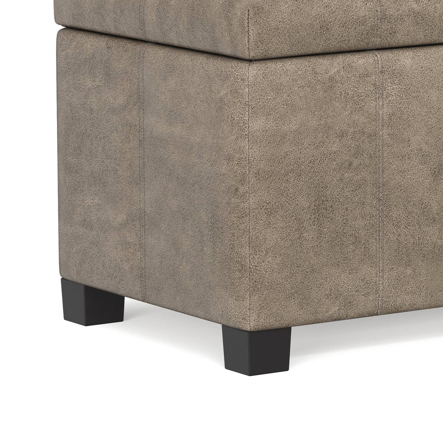 Alt View 5. Simpli Home - Dover Storage Ottoman Bench - Distressed Smoky Grey Brown.