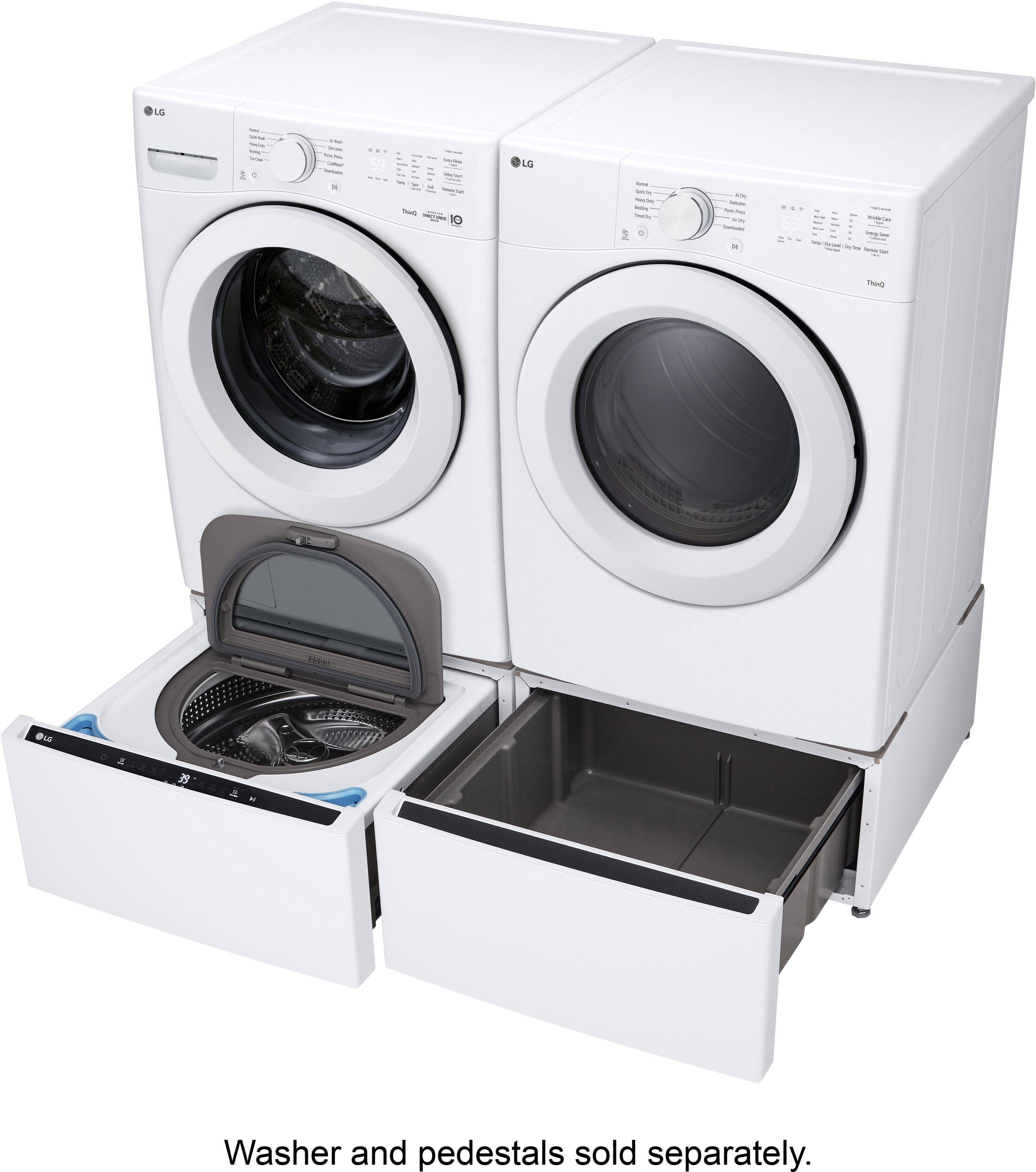 LG - 1 - - . d - - 5 - - - - - -- - - - - ie 63 - = - - TAO 1 OLE - Washer and pedestals sold separately.