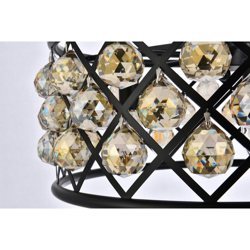Alt View 2. Urban Classic - Madison 5 light Matte Black Chandelier Golden Teak (Smoky) Royal Cut Crystal - Matte Black.