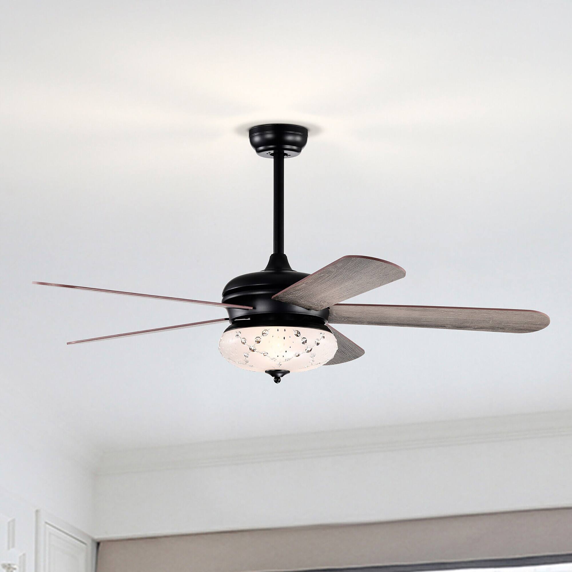 Alt View 3. Gymax - Gymax 52'' Retro Ceiling Fan w/ Remote Control 3 Wind Speeds & 5 Reversible Blades Grey - Grey.