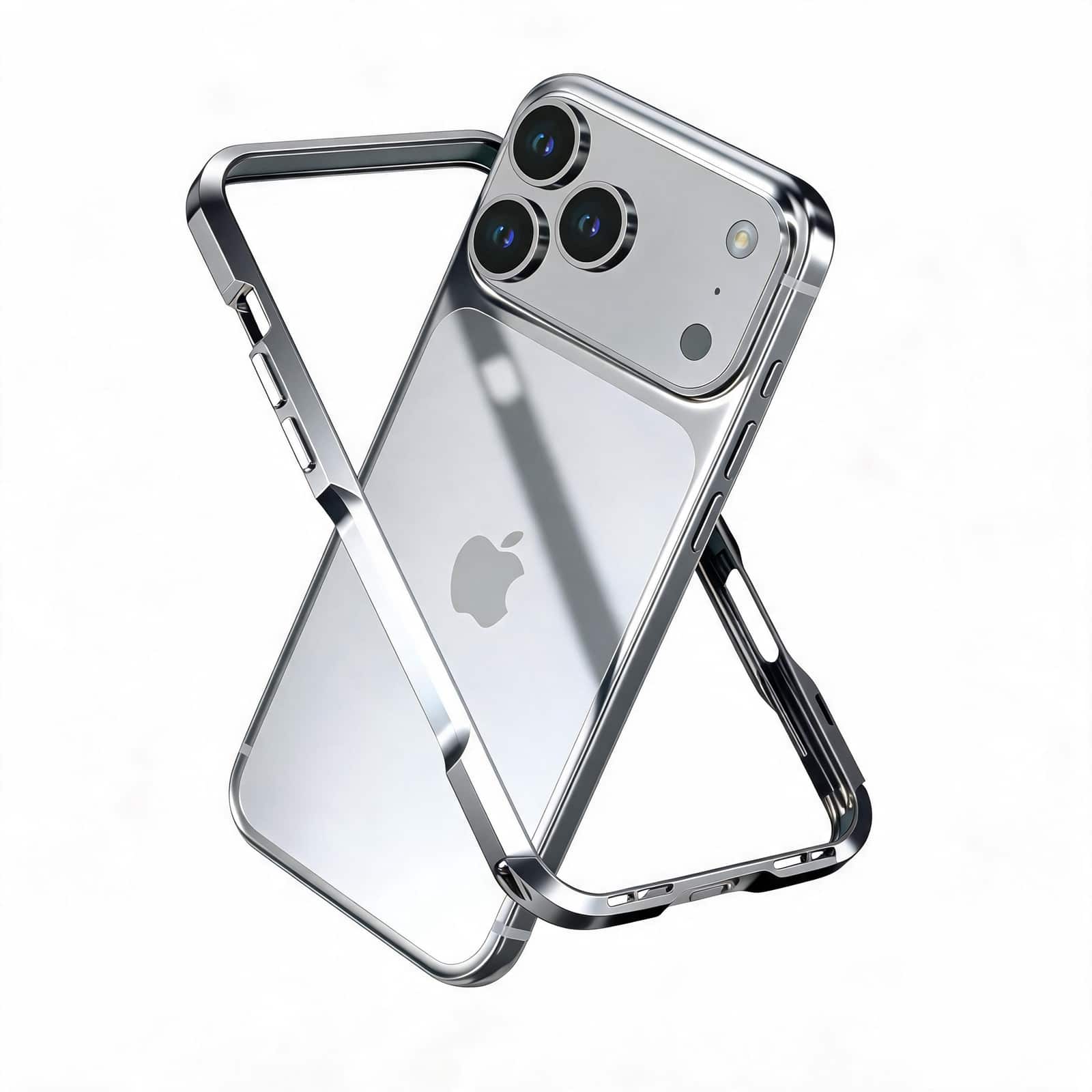 UUCOVER - Metal Bumper Case for Apple iPhone 18 Pro Shockproof Aluminum Alloy Bumper Frame - Silver