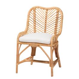 bali & pari - Arween Modern Bohemian Rattan Dining Chair - White/Natural Brown
