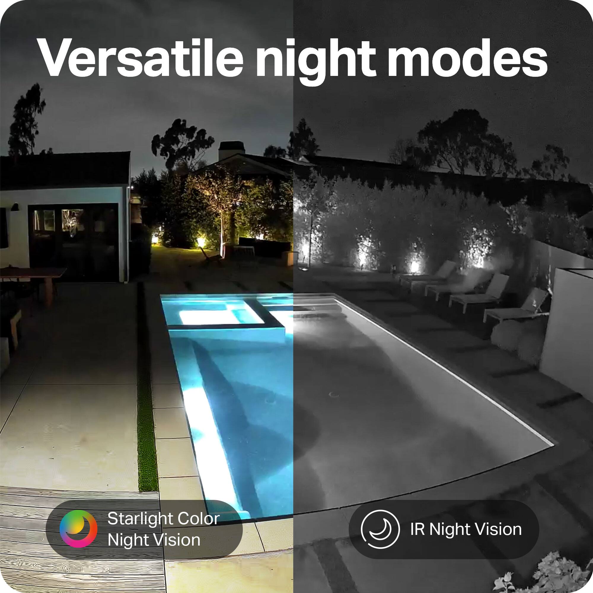 Versatile night modes

Starlight Color Night Vision

IR Night Vision