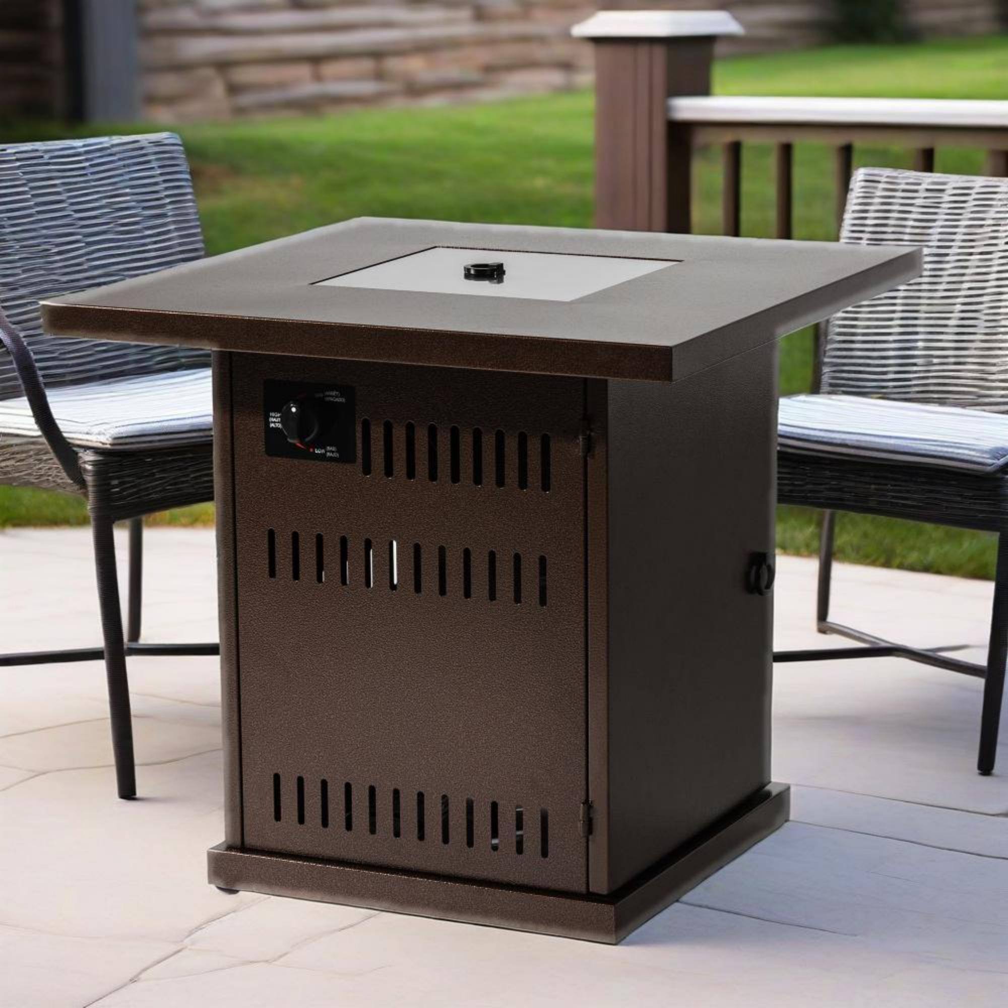 Alt View 7. APRILSOUL - 28 inch Propane Gas Fire Pit Table 50000 BTU Square Steel Fire Pit for Outside Patio Deck Garden Courtyard Brown - Brown.