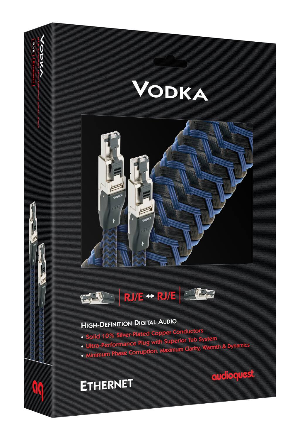 FI/E: FTHERNET: VODKA VODKA VODKA G VODKA Gt RJ/E RJ/E HIGH-DEFINITION DIGITAL AUDIO Silver-Plated Copper Conductors Solid 10% with Superior Tab System Ultra-Performance Plug Dynamics Warmth & Maximum Clarity, Minimum Phase Corruption. a9 ETHERNET audioquest.