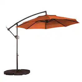 Boyel Living - 10 FT Outdoor Cantilever Patio Umbrella Waterproof UV Resistant with Solar LED - Orange