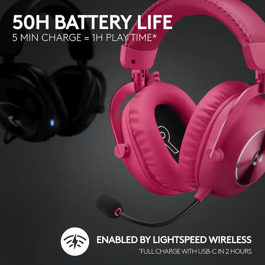 Logitech PRO X 2 LIGHTSPEED Wireless Over the Ear Gaming Headset for PC ...