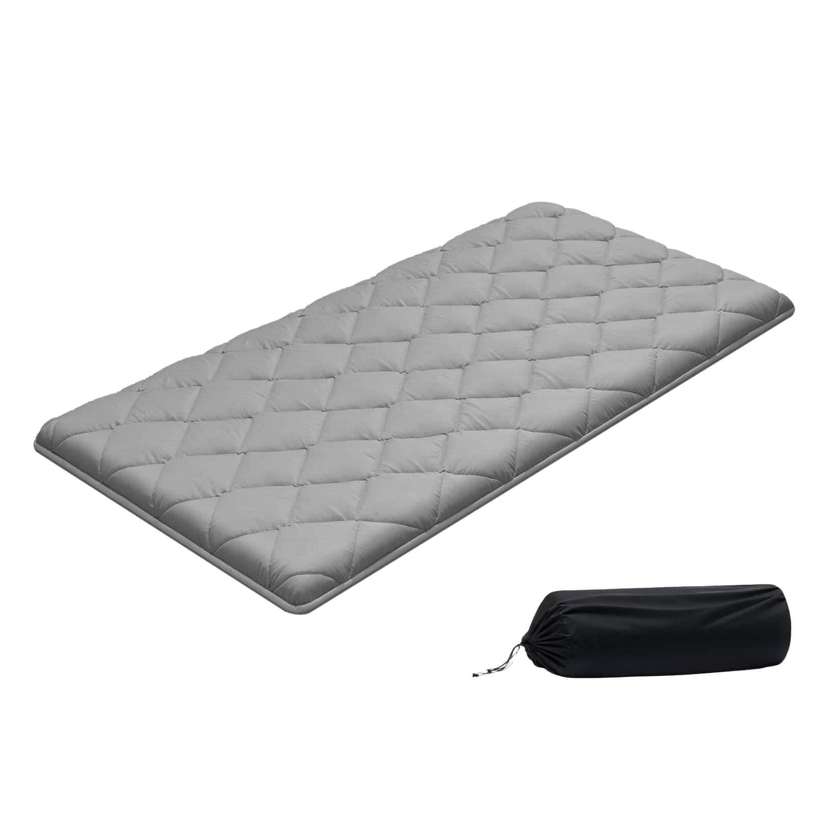 VEVOR - Japanese Tatami Mat, Twin Size Foldable Japanese Tatami Mattress, Futon Mattress with Storage Bag & Fastener - Gray