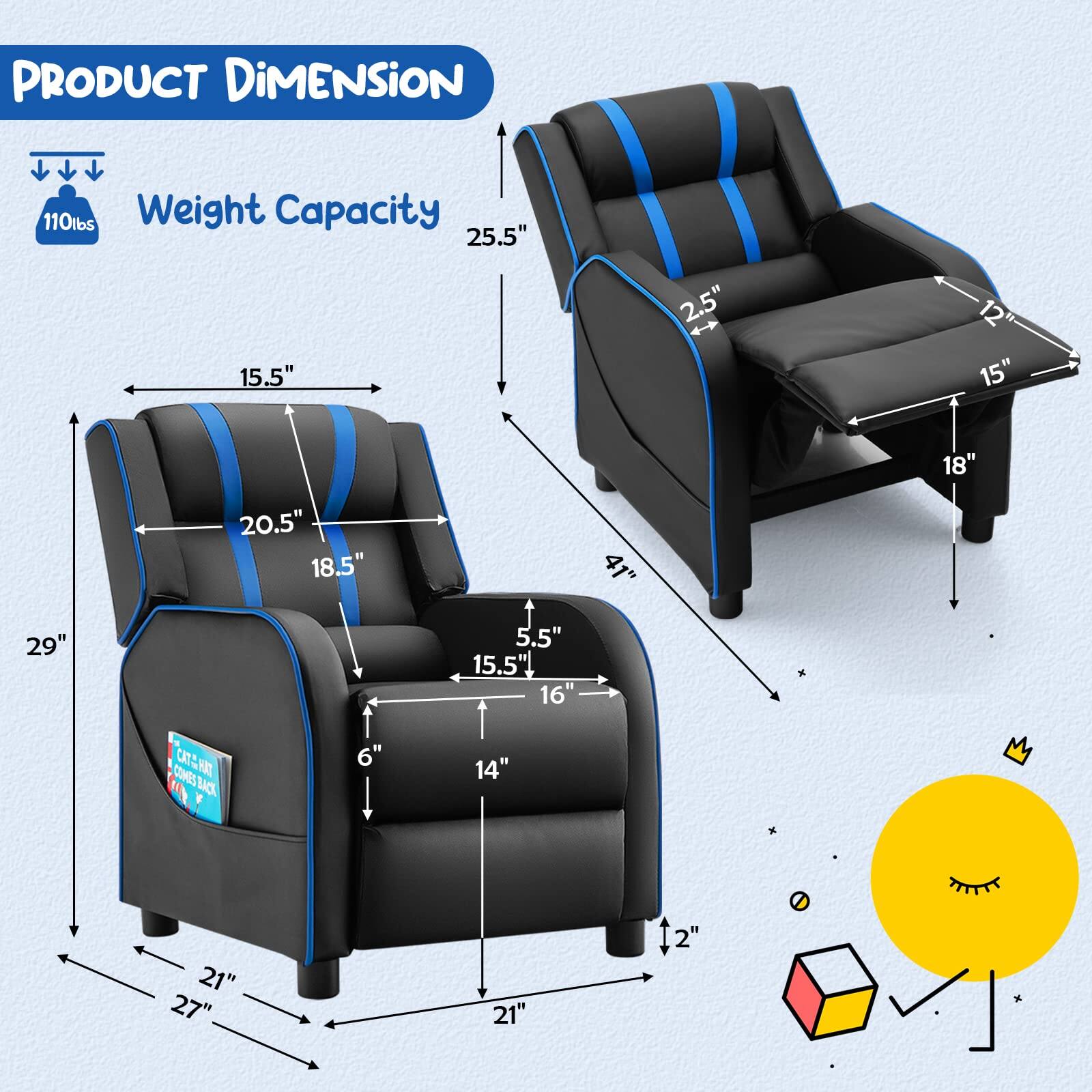 **PRODUCT DIMENSION**

- Weight Capacity: 110 lbs

- Width: 25.5"
- Depth: 29"
- Height: 41"

- Seat Width: 20.5"
- Seat Depth: 18"
- Seat Height: 18.5"

- Back Height: 25.5"
- Armrest Height: 15.5"
- Armrest Width: 15"

- Base Width: 27"
- Base Depth: 21"
- Base Height: 12"

- Side Table Height: 6"
- Side Table Width: 14"
- Side Table Depth: 21"