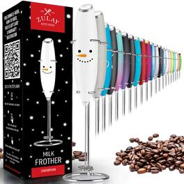 Zulay Kitchen - Powerful Milk Frother Handheld Foam Maker for Lattes by Milk Boss - Snowman
