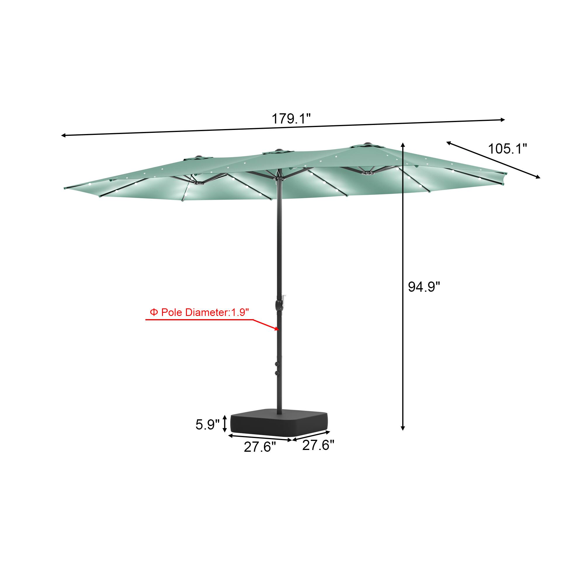 179.1" 105.1" 94.9"  
Pole Diameter: 1.9"  
5.9"  
27.6" 27.6"