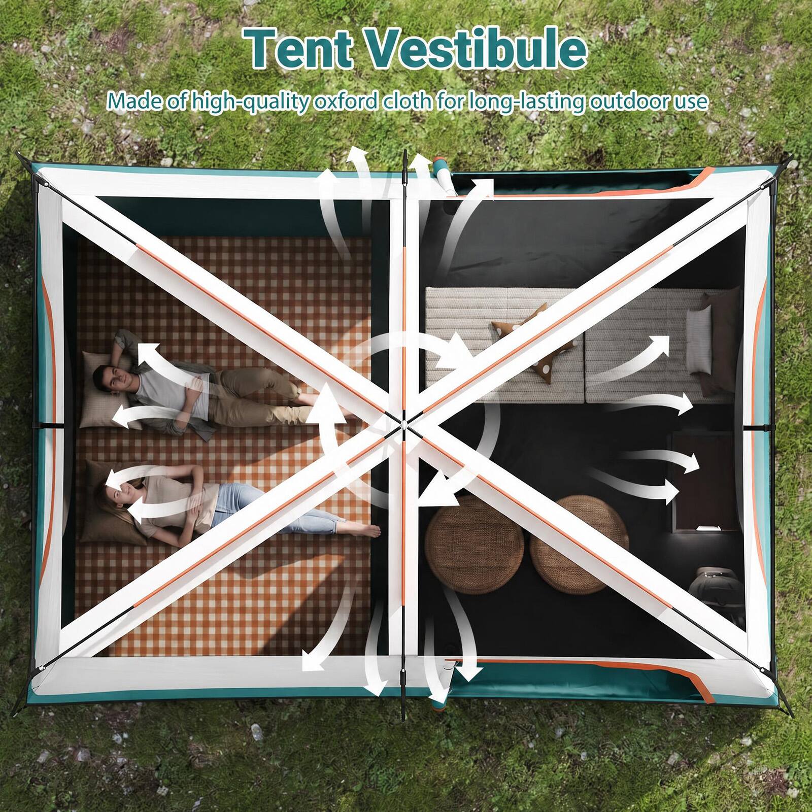Tent Vestibule  
Made of high-quality oxford cloth for long-lasting outdoor use