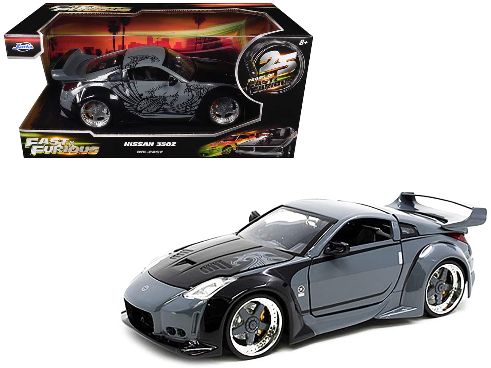 "D.K.'s Nissan 350Z Gray and Black with Graphics ""Fast & Furious 25th Anniversary"" Series 1/24 Diecast Model Car by Jada" price history on PriceWatchPro
