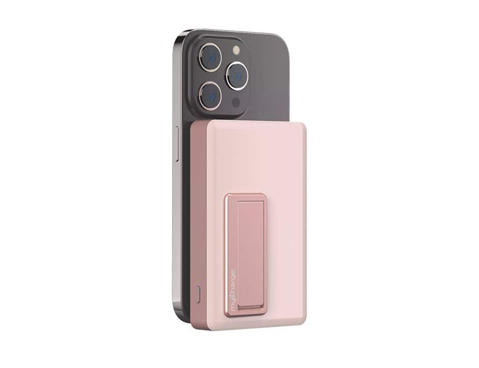 myCharge - Maglock Wireless Magnetic Powerbank for Magsafe Case with 1.8X Built-in USB-C Port & Viewing Stand - Pink