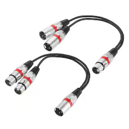 Unique Bargains - 2pcs XLR Splitter Cable, 1F to 2M & 1M to 2F Y Cables for Balanced Audio, Mixers, Microphones - Red Circle