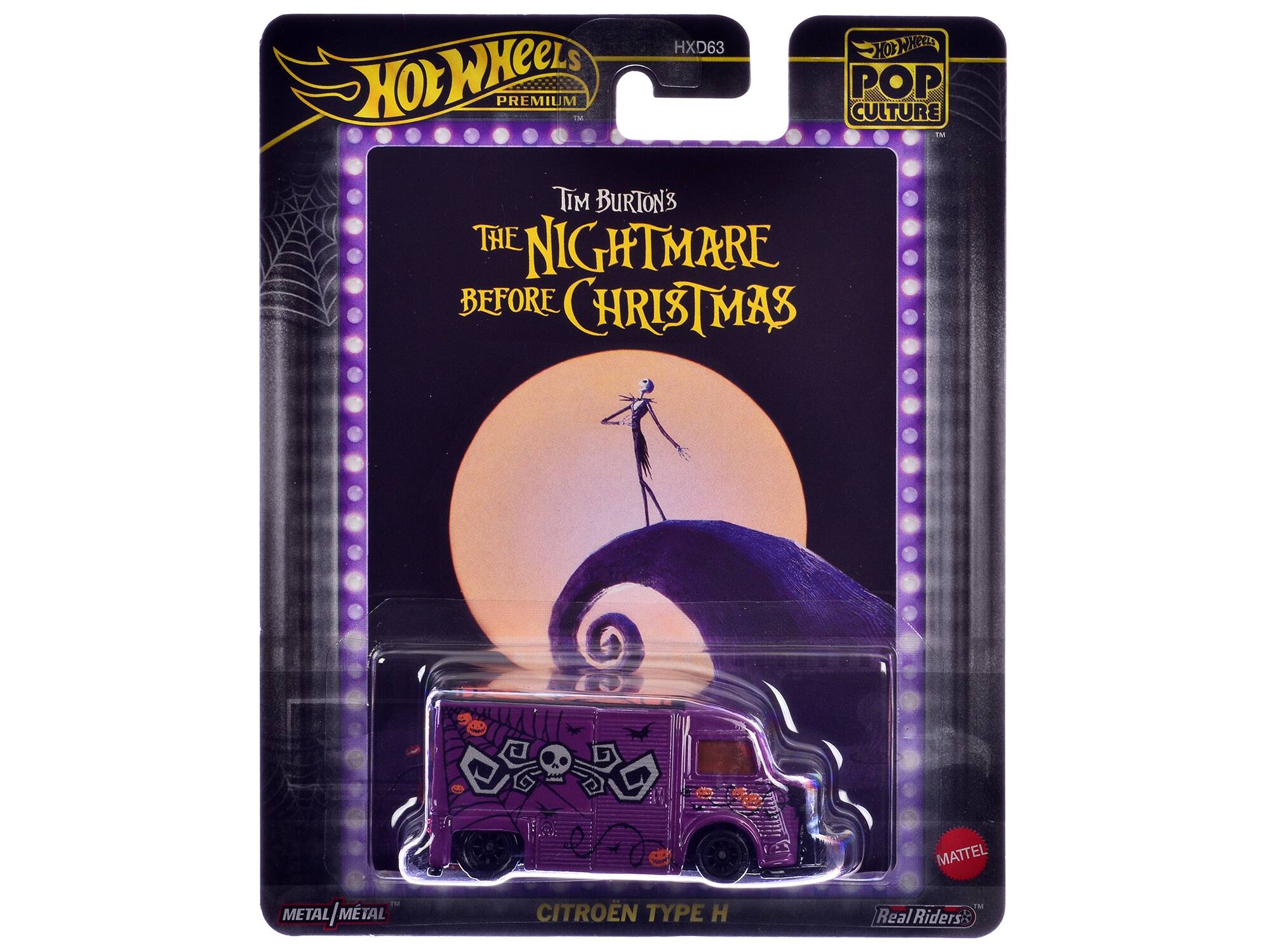 Hot Wheels Premium TM HXD63 HO MMCT POP Culture in Tim Burton's The Nightmare Before Christmas Mattel Metal/Metal Citroën Type H TM Real Riders
