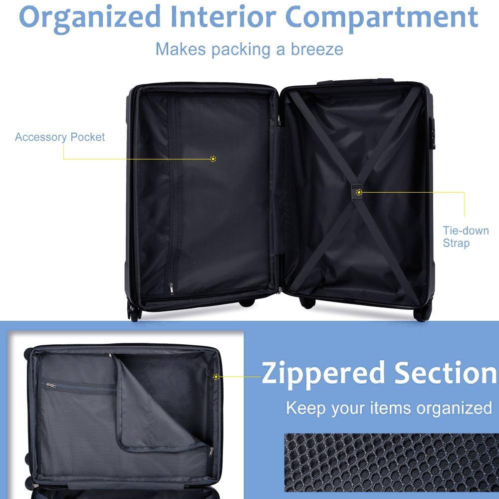 Organized Interior Compartment  
Makes packing a breeze  

Accessory Pocket  
Tie-down Strap  

Zippered Section  
Keep your items organized