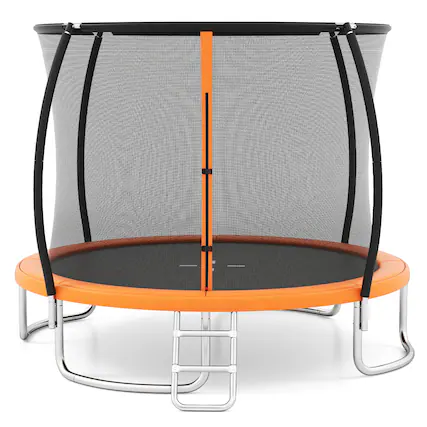 Front. Gymax - Gymax 10FT Outdoor Trampoline w/Safety Enclosure Net Anti-Rust Galvanized Steel Frame Orange - Orange.