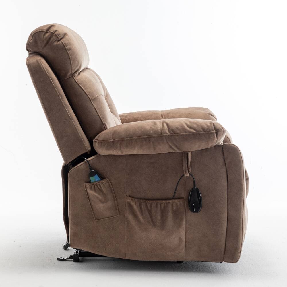 Alt View 1. Loheer - Loheer Power Lift Recliner Electric Reclining Chair Massage Heat - Brown.