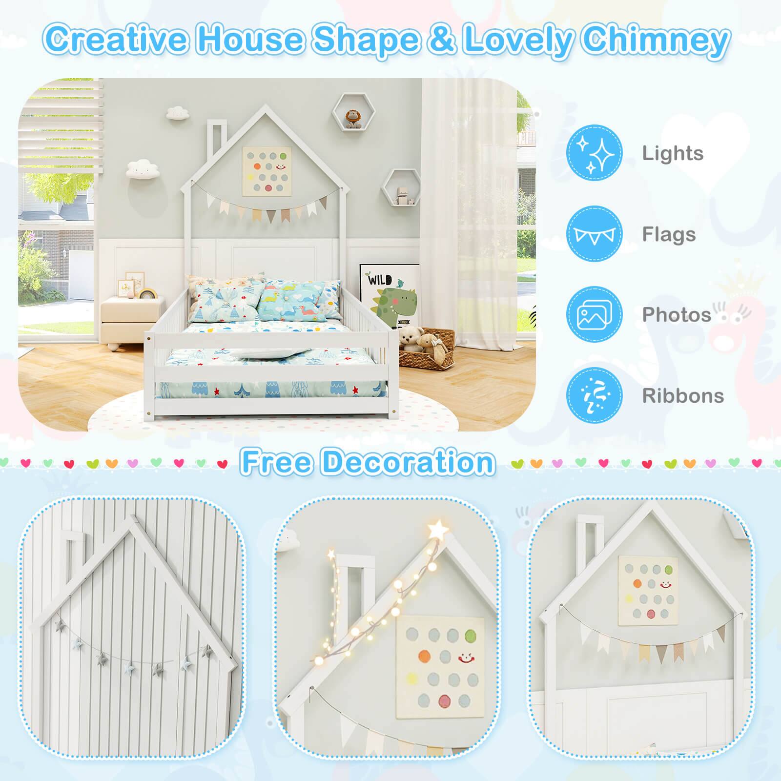 Creative House Shape & Lovely Chimney Lights Flags WILD Photos ... Ribbons Free Decoration