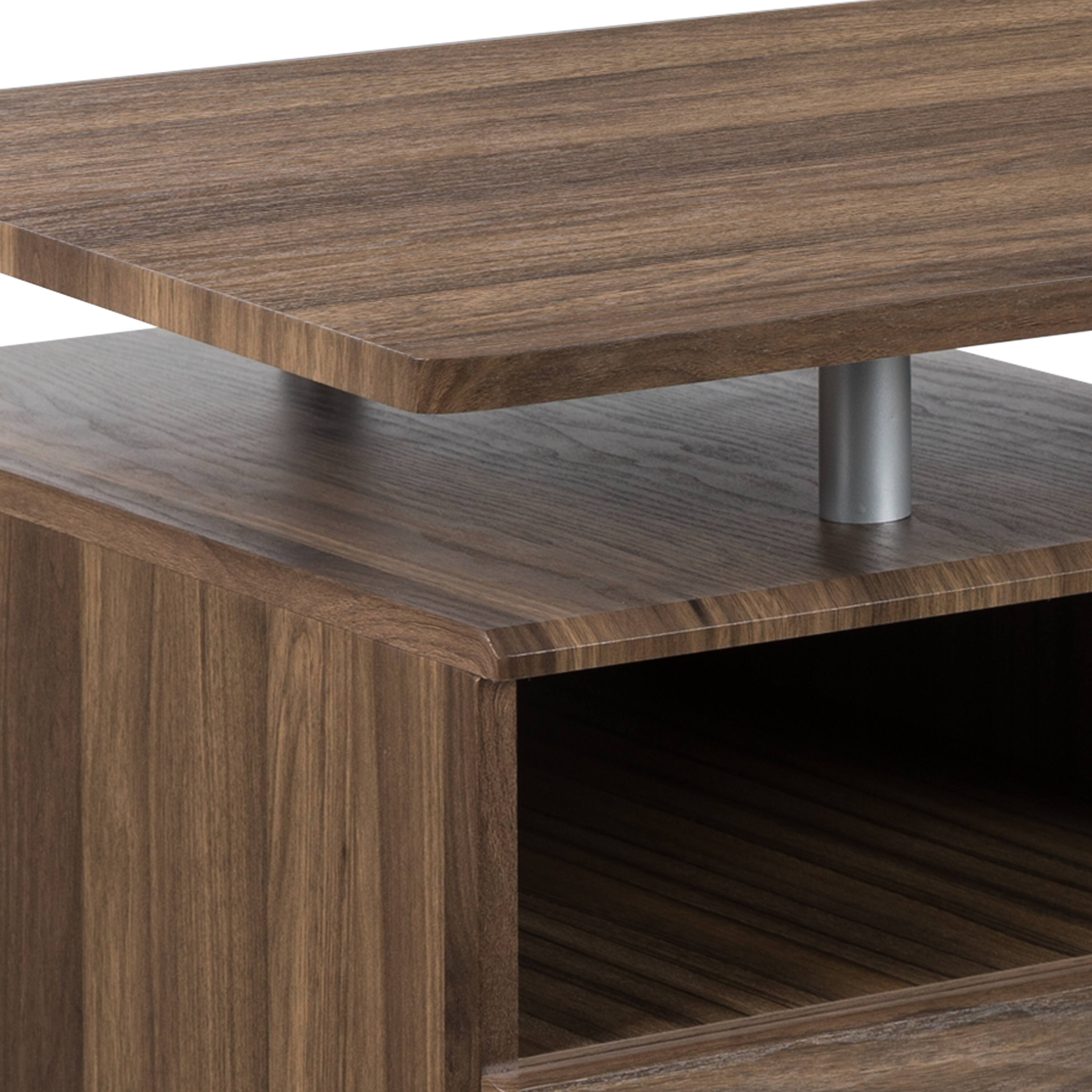 Alt View 8. Emma + Oliver - Desk with Three Drawer Single Pedestal and Pull-Out Keyboard Tray - Rustic Walnut.