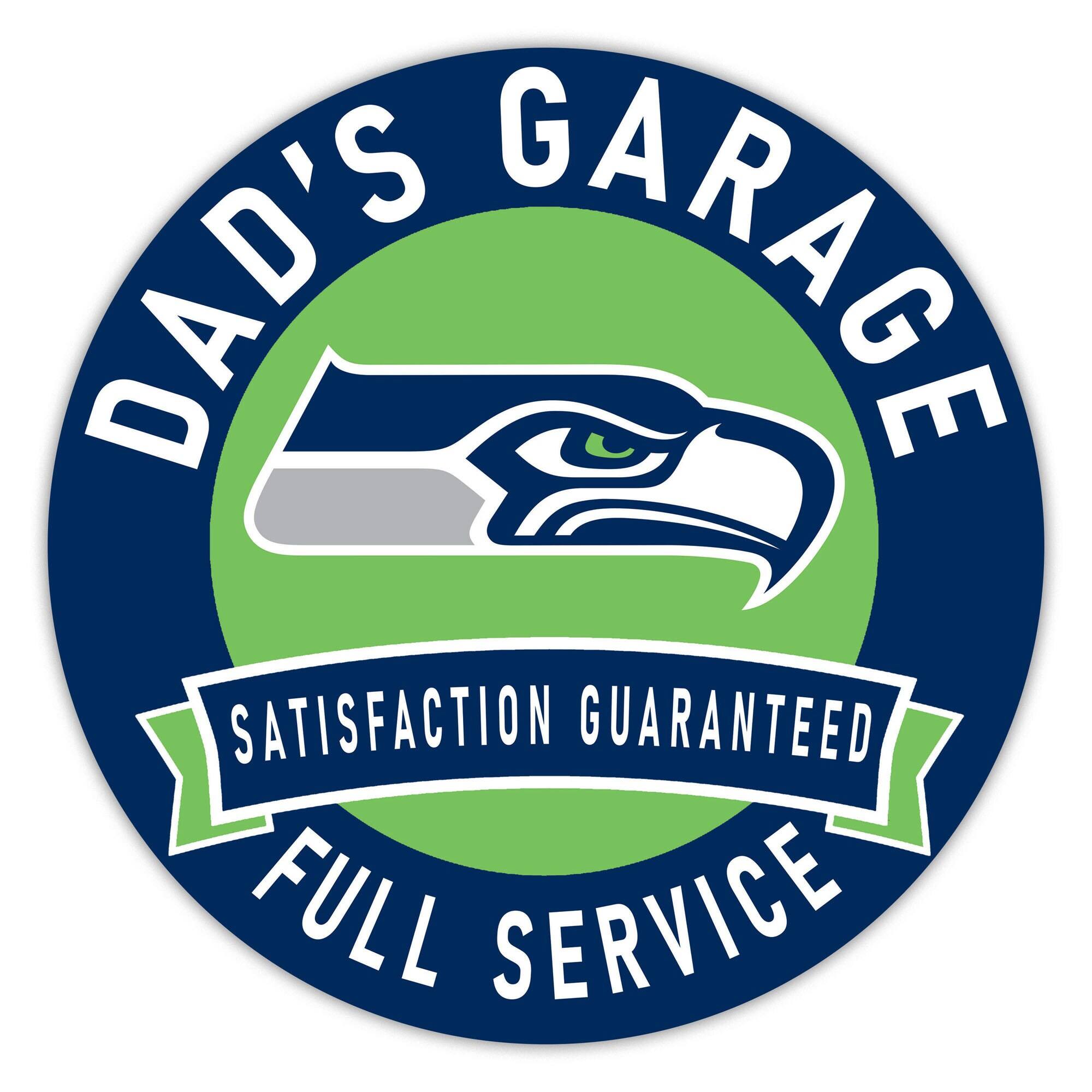 Seattle Seahawks 16" Dad's Garage Wood Sign