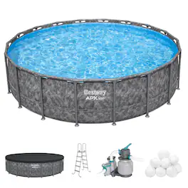 Bestway - APX 365 18'x52" Round Above Ground Swimming Pool Set with Pump & Ladder - Gray