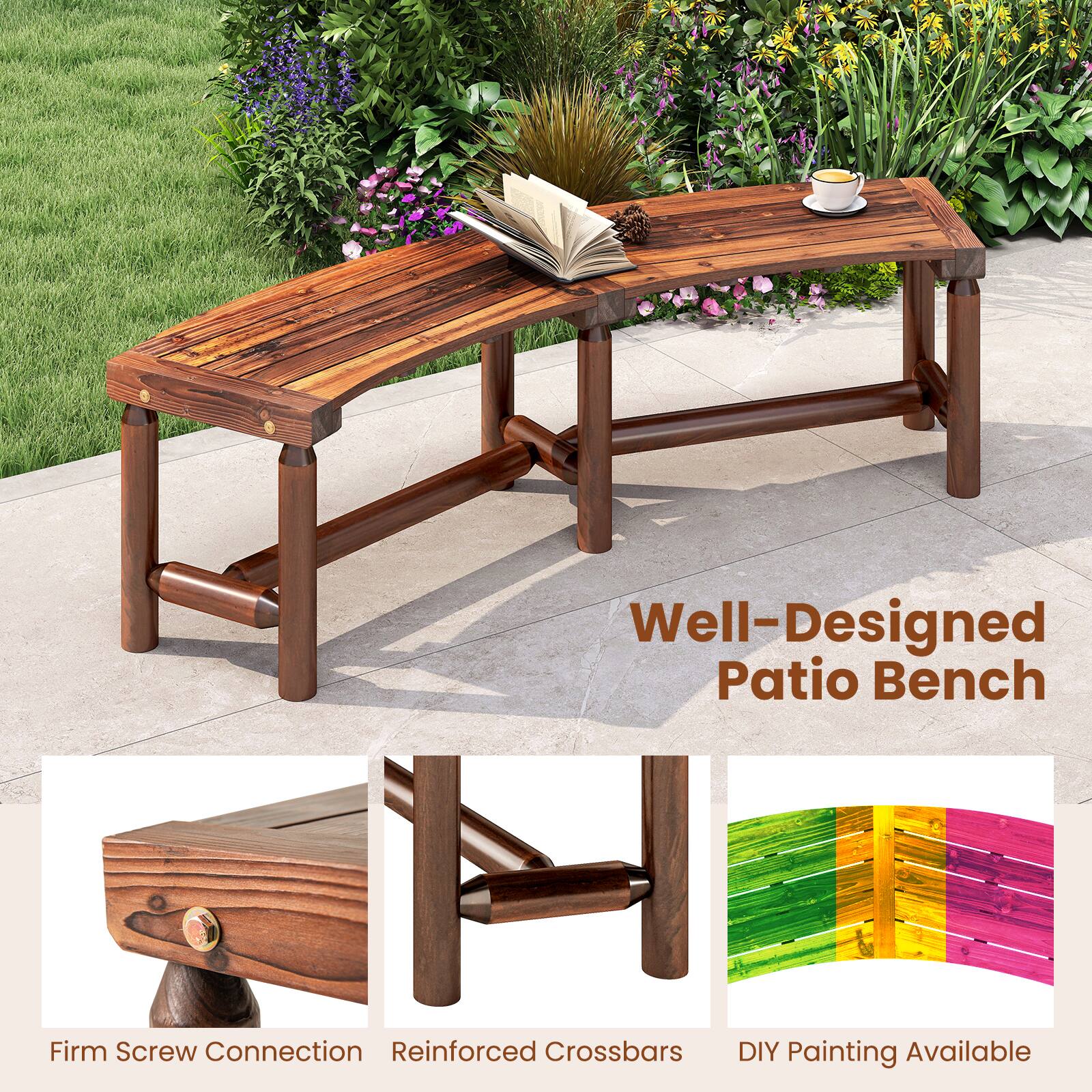 Well-Designed Patio Bench

- Firm Screw Connection
- Reinforced Crossbars
- DIY Painting Available