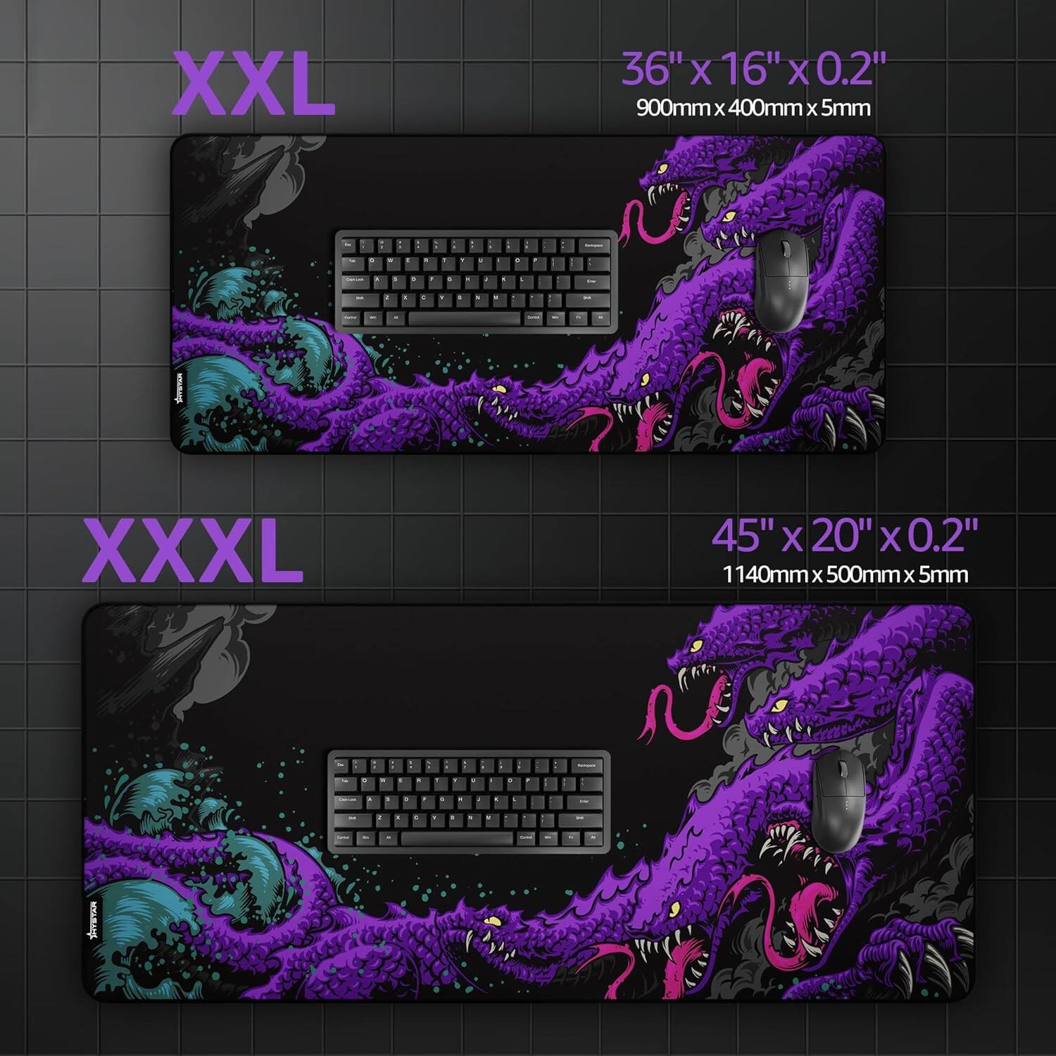 XXL  
36" x 16" x 0.2"  
900mm x 400mm x 5mm  

XXXL  
45" x 20" x 0.2"  
1140mm x 500mm x 5mm