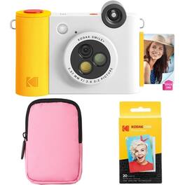 Kodak - Smile+ 2-in-1 Instant Camera & Bluetooth Printer Starter Bundle w/ Soft Case - White
