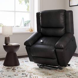 GARVEE - 37.4" Electric Power Lift Recliner Chair with Heat Massage Function, Black - Black