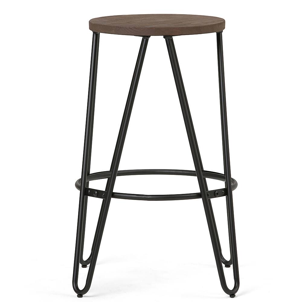 Alt View 14. Simpli Home - Simeon Industrial Metal 26 inch Metal Counter Height Stool with Wood Seat (Set of 2) in Cocoa Brown / Black - Cocoa Brown / Black.