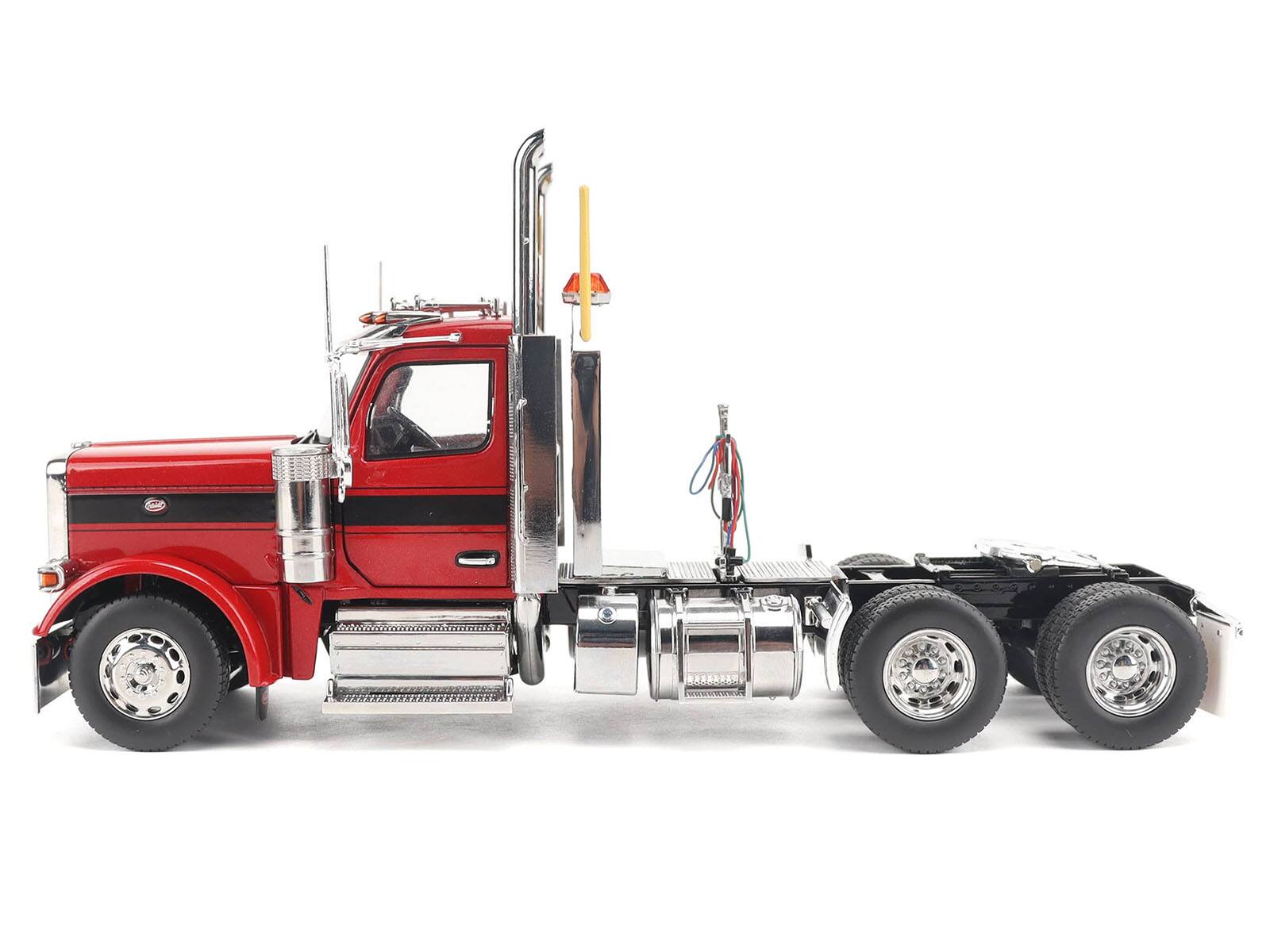 Alt View 1. Diecast Masters - Peterbilt 589 Tandem-Axle Truck Tractor with Day Cab Legendary Red "Transport Series" 1/32 Model by Diecast Masters.
