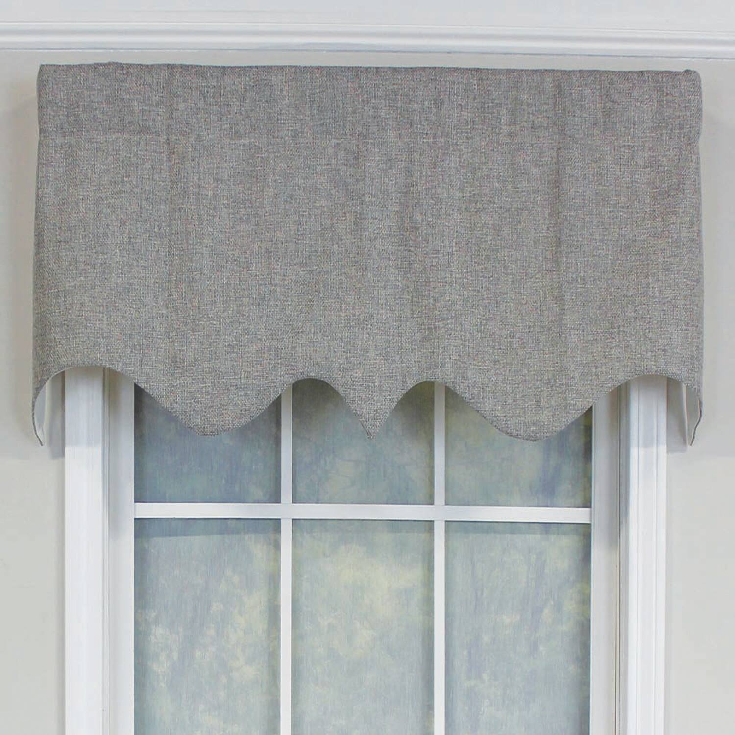 Left. RLF Home - RLF Home R-Crosby Essential Solid Color Fabric Printed Regal Valance 3" Rod Pocket 50" x 17" Ash Gray - Ash gray.