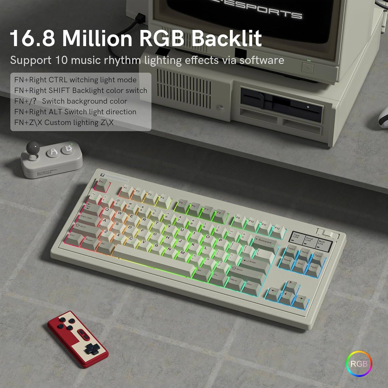 FL.ESPORTS OG87 87 Key Wireless Gaming Mechanical Keyboard, 3