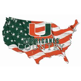 Fan Creations - Miami Hurricanes USA Flag Cutout Sign - Multicolor