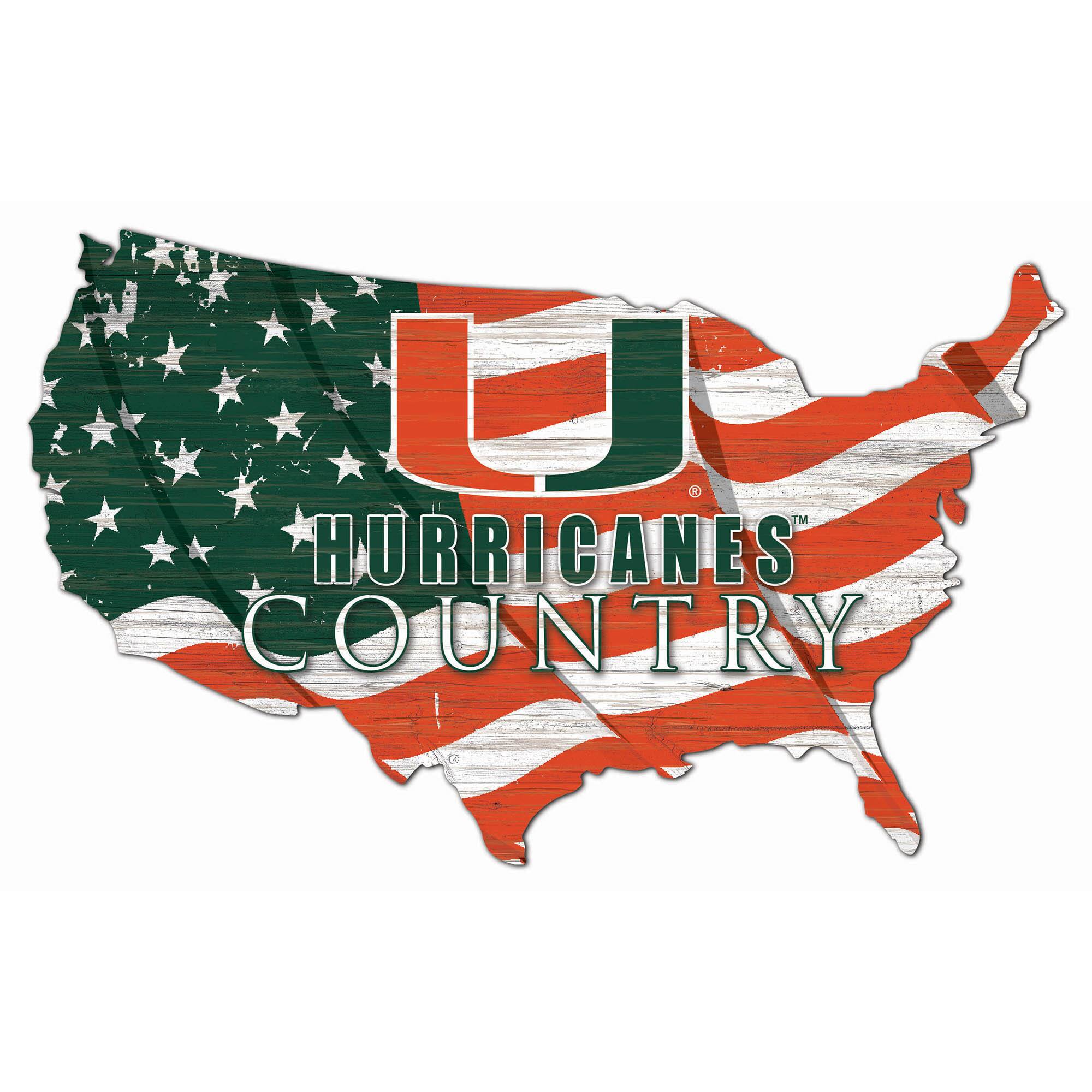 Miami Hurricanes USA Flag Cutout Sign