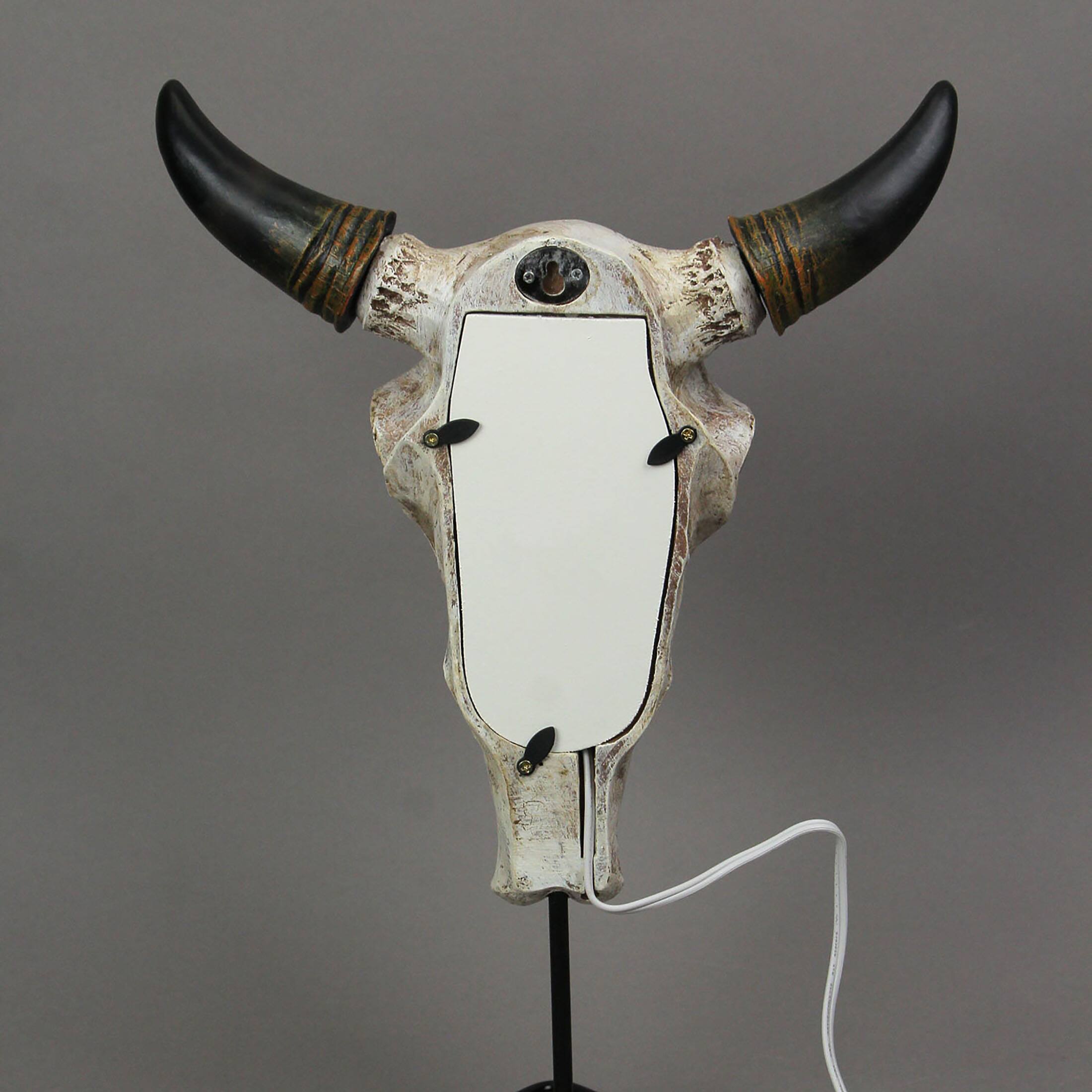 Alt View 5. Zeckos - Western Steer Skull Wall Or Table Accent Lamp w/ Removable Metal Stand LED Bulb - Multicolored.