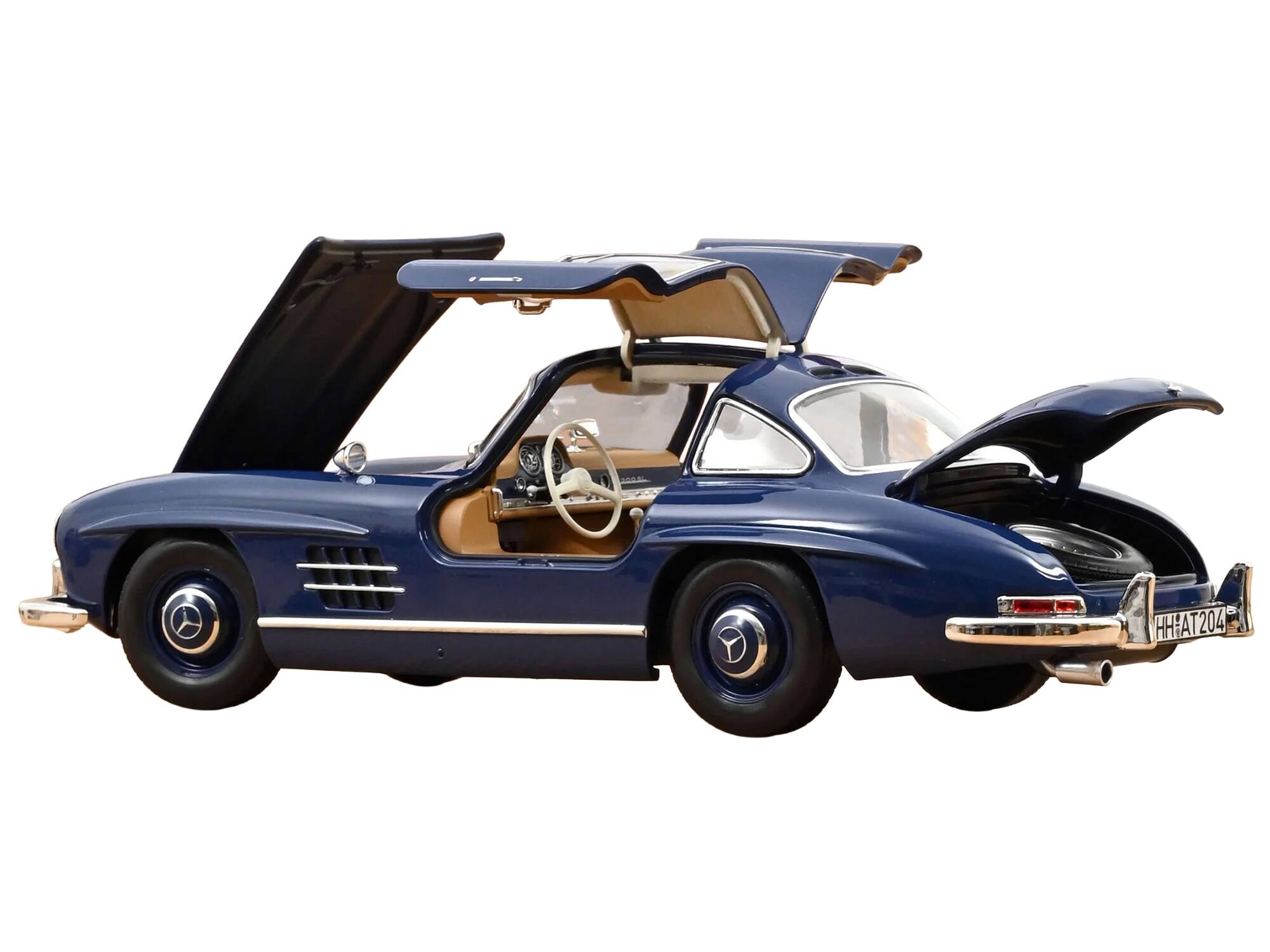 Alt View 2. Norev - 1954 Mercedes-Benz 300 SL Blue 1/18 Diecast Model Car by Norev.