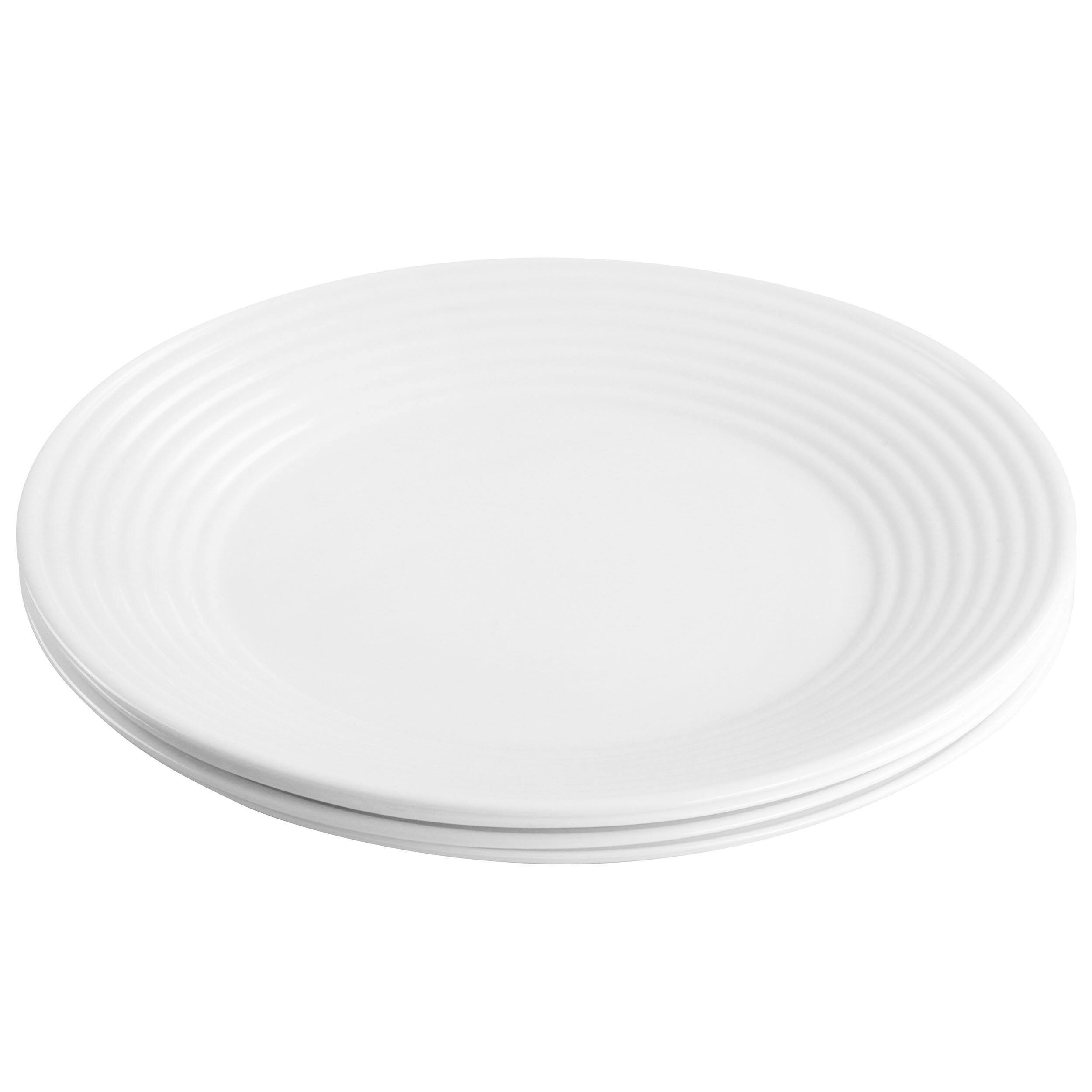 Alt View 1. Gibson - Gibson Ultra Patio 4 Piece Tempered Opal Glass Dinner Plate Set in White - White.