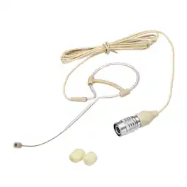 Unique Bargains - Ear Hook Headset Microphone Single Over Ear Omnidirectional Wired Condenser with Audio Technical Type Plug 3.9ft Cable - Beige