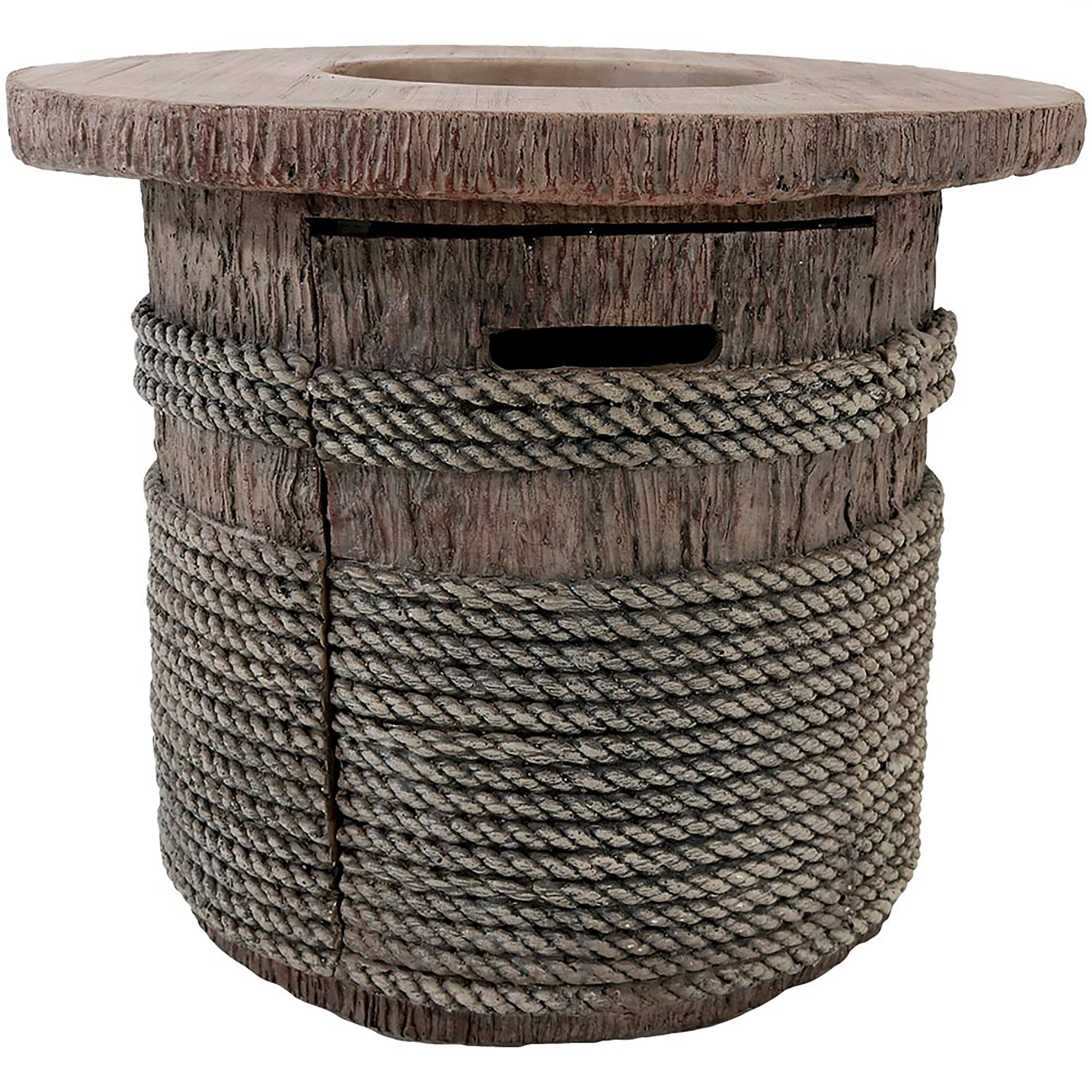 Alt View 10. Sunnydaze - 29 in Faux Rope Barrel Propane Gas Fire Pit Table with Lava Rocks - Light Brown.