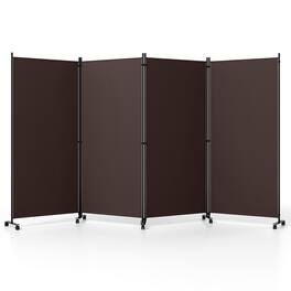 Boyel Living - 4 Panel Folding Privacy Screen Room Divider with Wheels - Brown