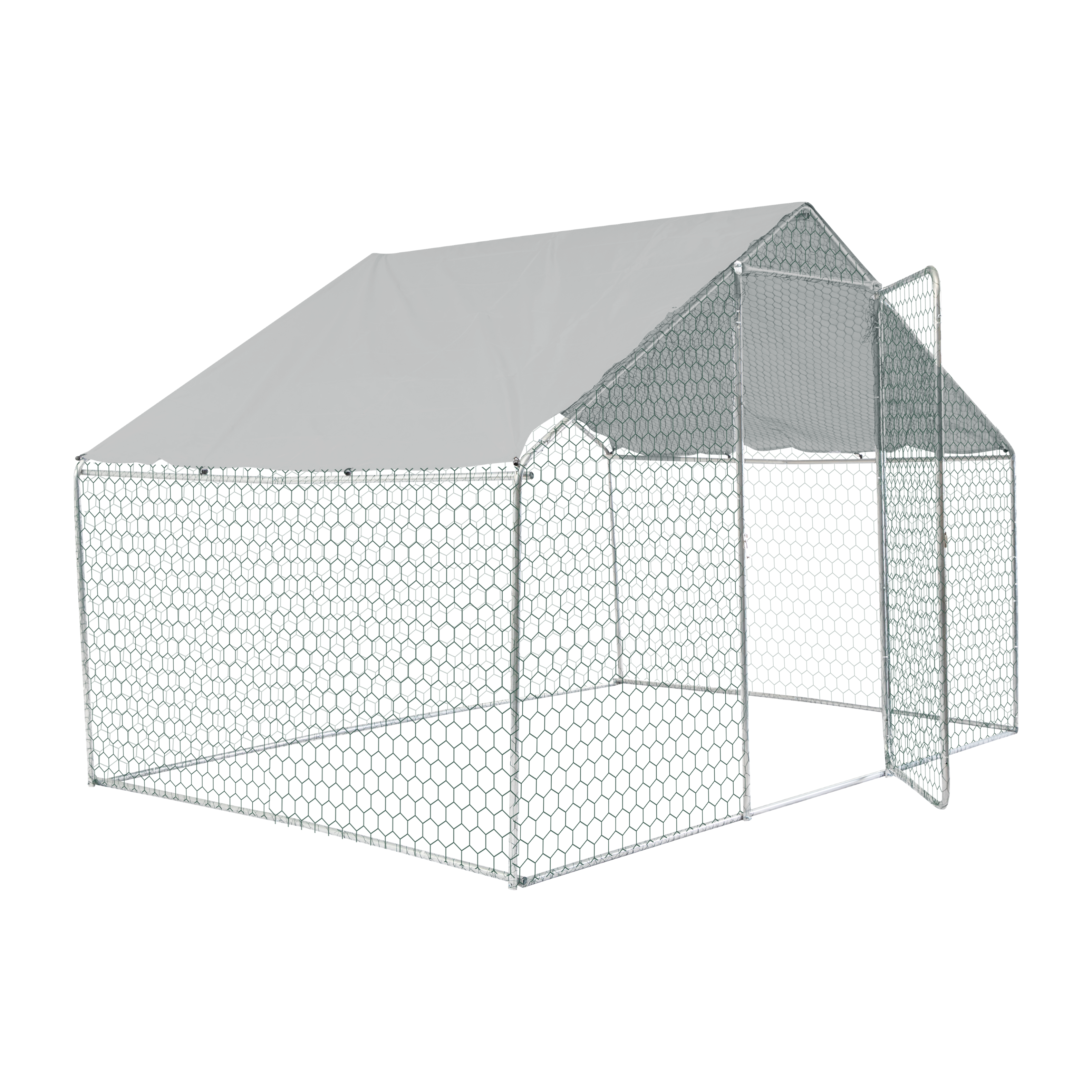 Alt View 2. Loheer - Spacious 9.84 ft Outdoor Metal Chicken Coop Run.