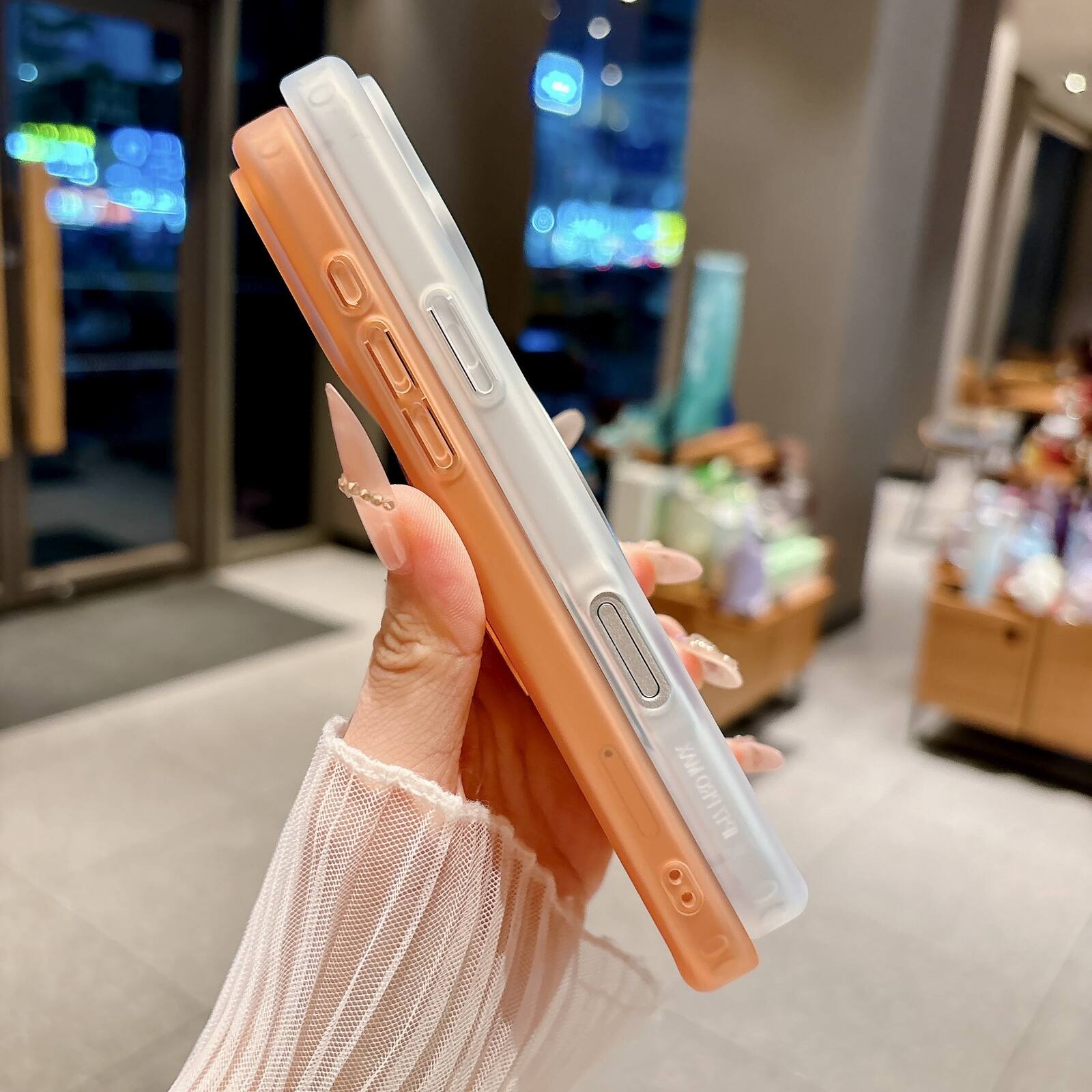 Left. Dteck - Magnetic Case for Apple iPhone 17 Pro Max with 360 Rotating Ring Kickstand, Slim Hybrid Shockproof Protective Cover - Orange.