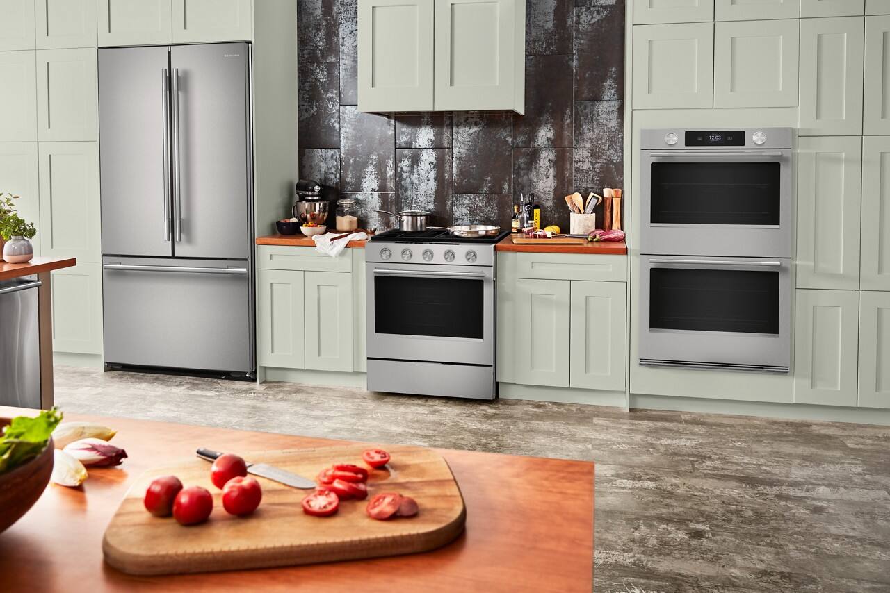 Alt View 12. KitchenAid - 30" Smart Built-In Double Electric Wall Oven with Intelligent Cooking Camera - PrintShield Stainless.