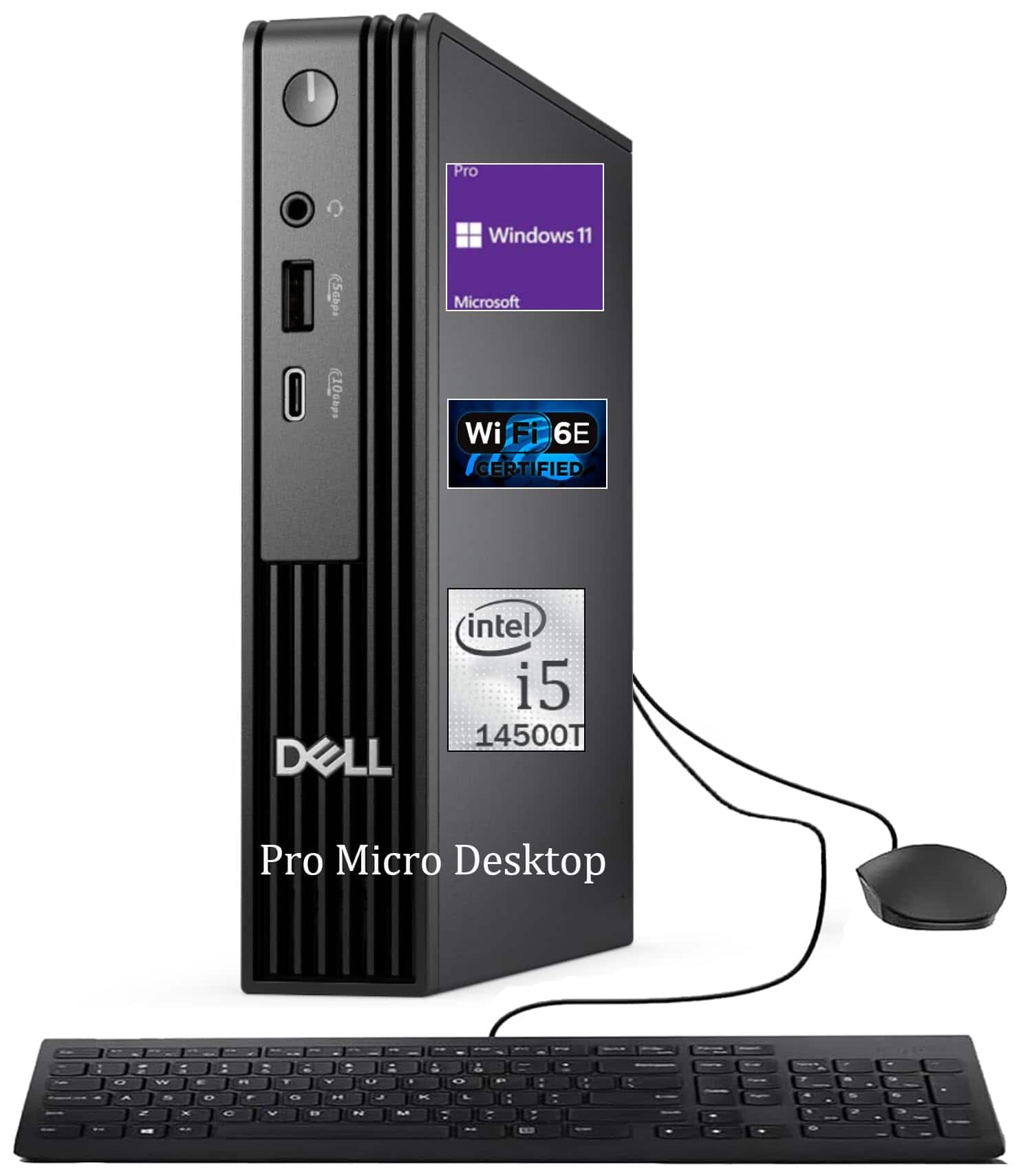 Dell - OptiPlex 7020 MFF Mini PC, Intel i5-14500T, 16GB DDR5, 512GB NVMe SSD, WiFi 6E, Windows 11 Pro, HDMI & DisplayPort - Black